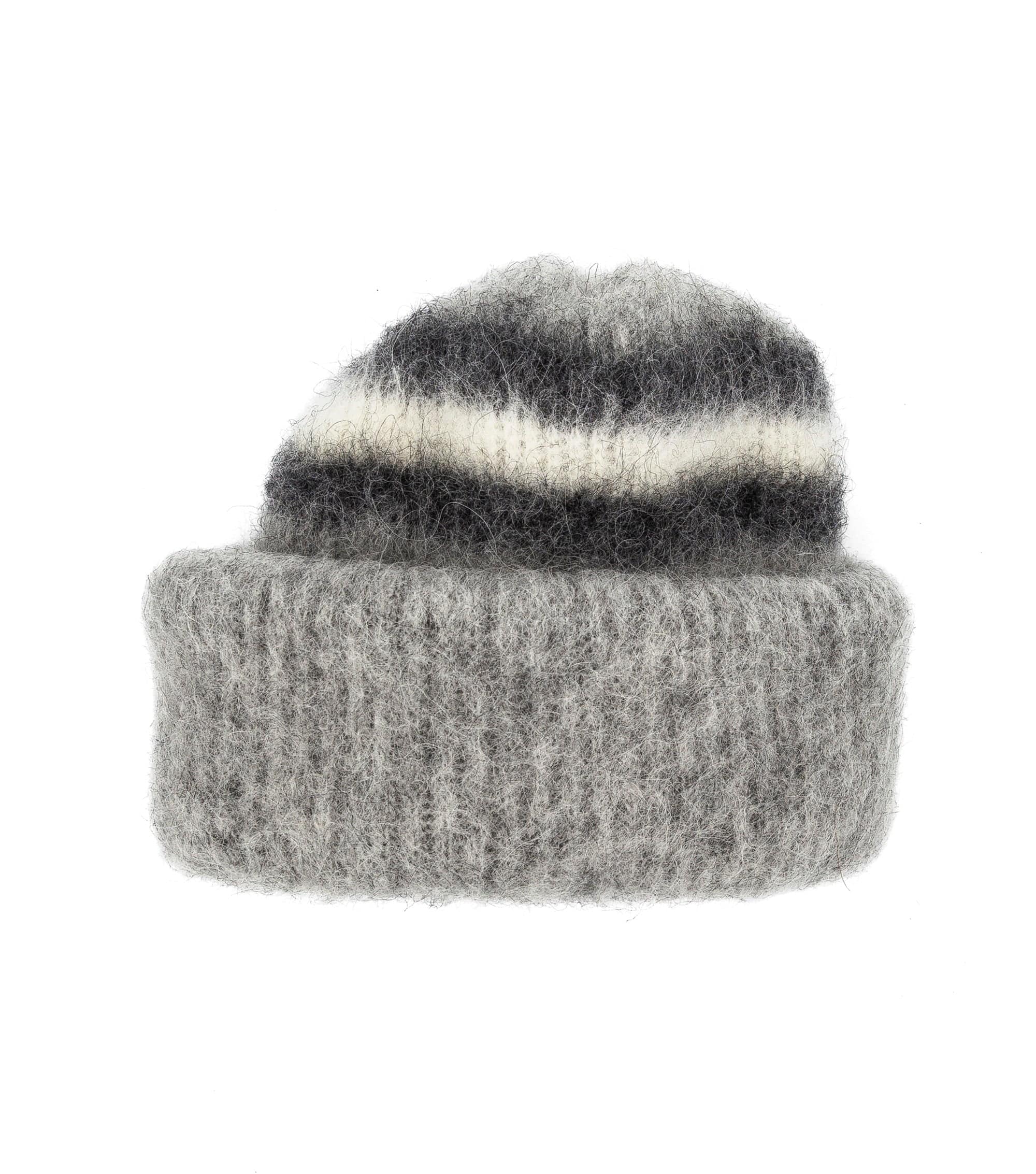 Brushed Icelandic Wool Mittens - Light Grey / White / Black - The Icelandic Store