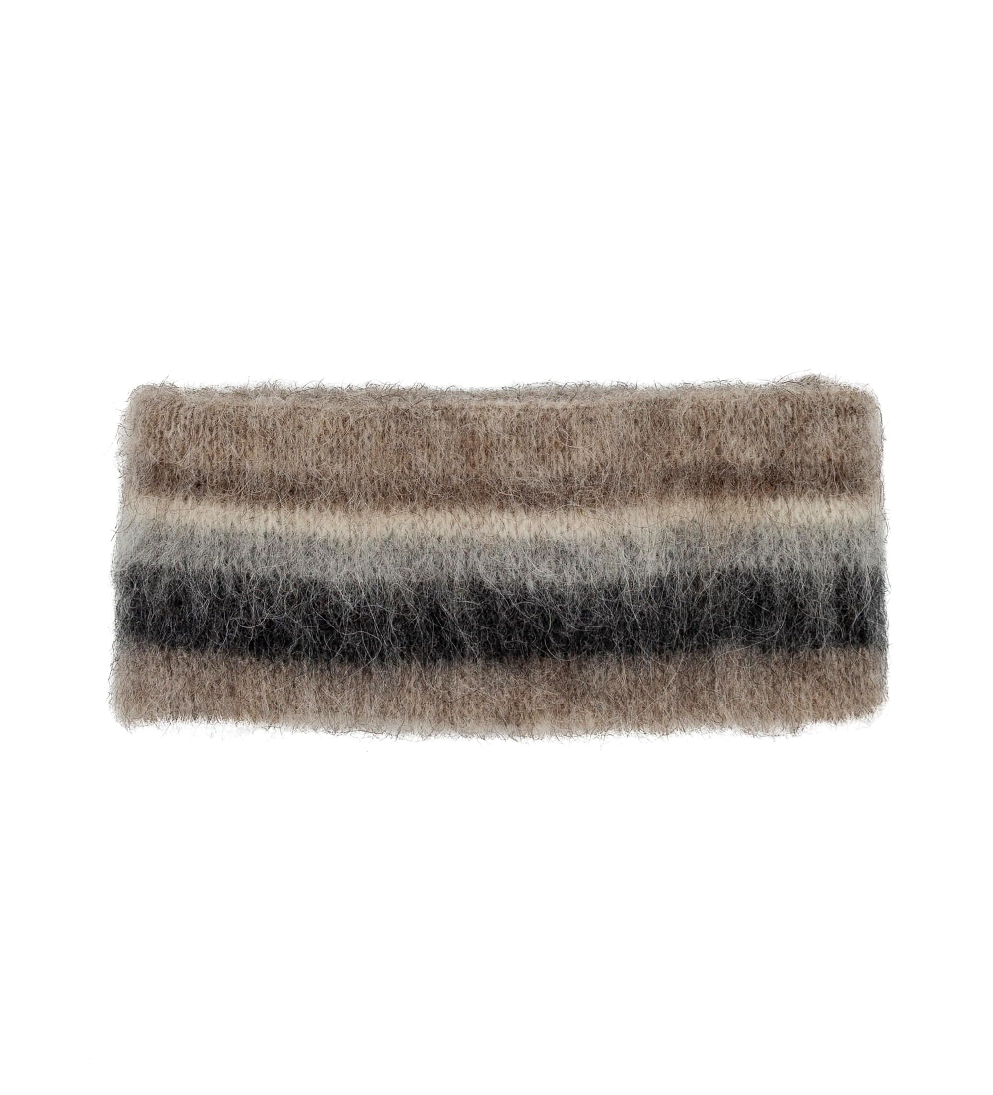 Pack of 4 Fluffy Striped Beige Wool Mittens, scarf, hat & headband - The Icelandic Store