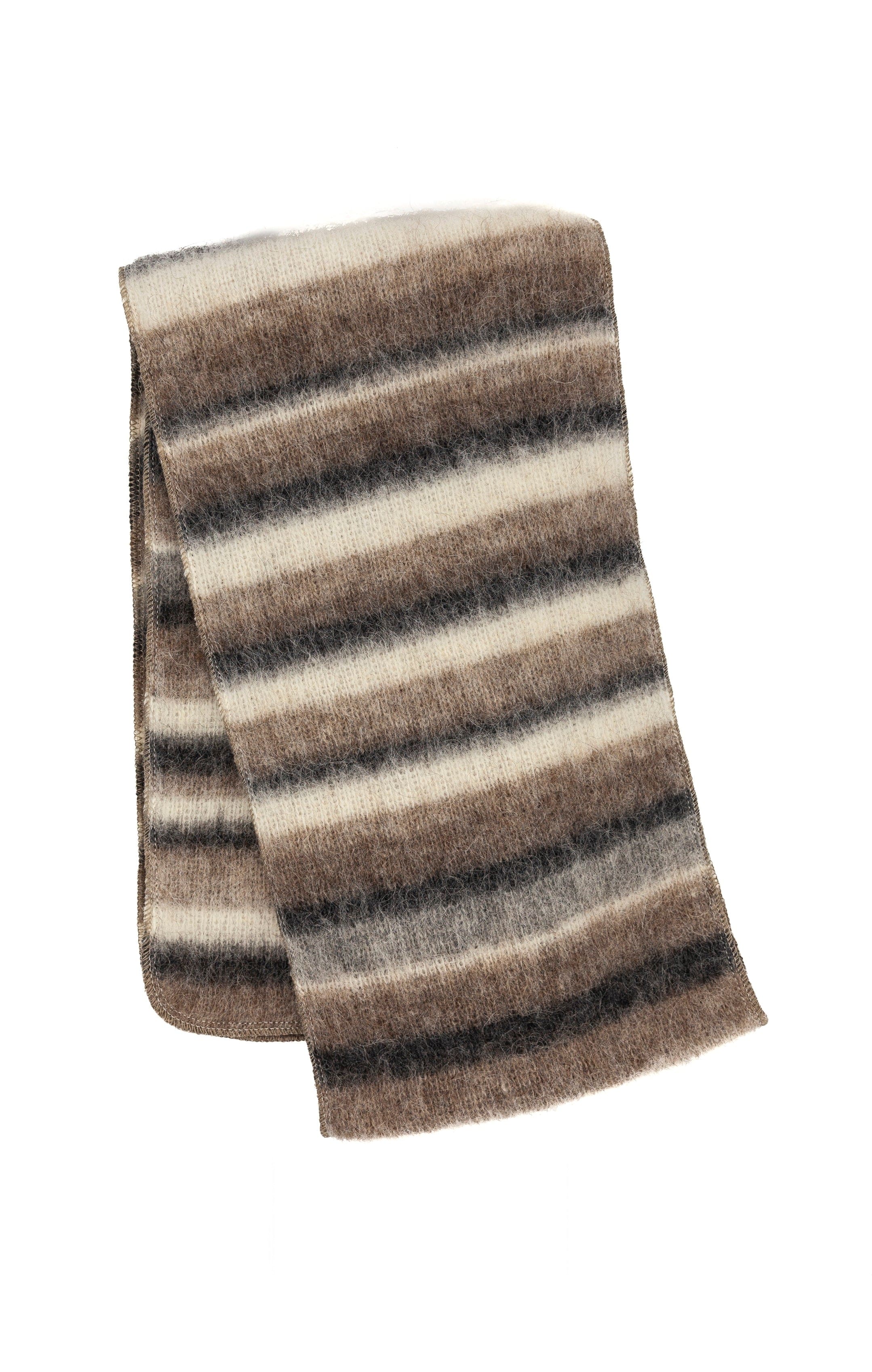 Pack of 4 Fluffy Striped Beige Wool Mittens, scarf, hat & headband - The Icelandic Store