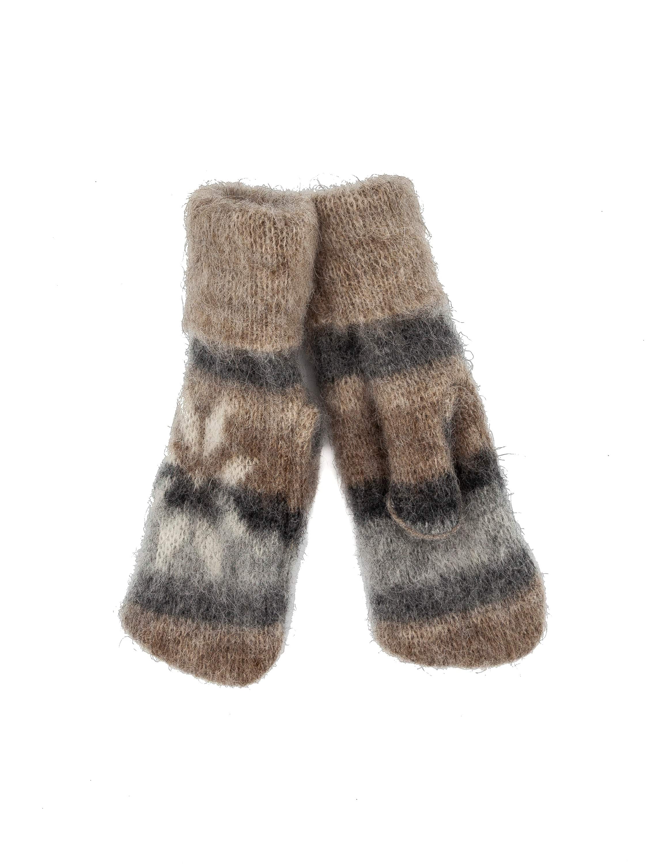 Brushed Wool Hat - 8-petalled rose pattern Beige / White / Grey - The Icelandic Store