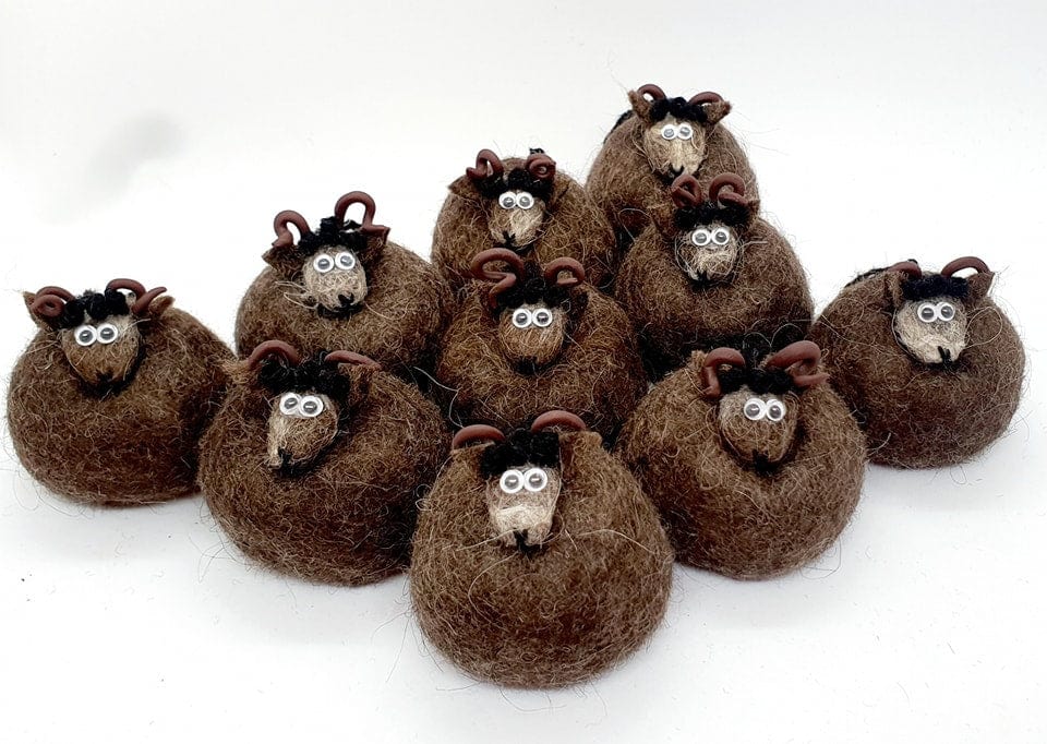 Icelandic Felted Wool Sheep Ornament - Brown - The Icelandic Store