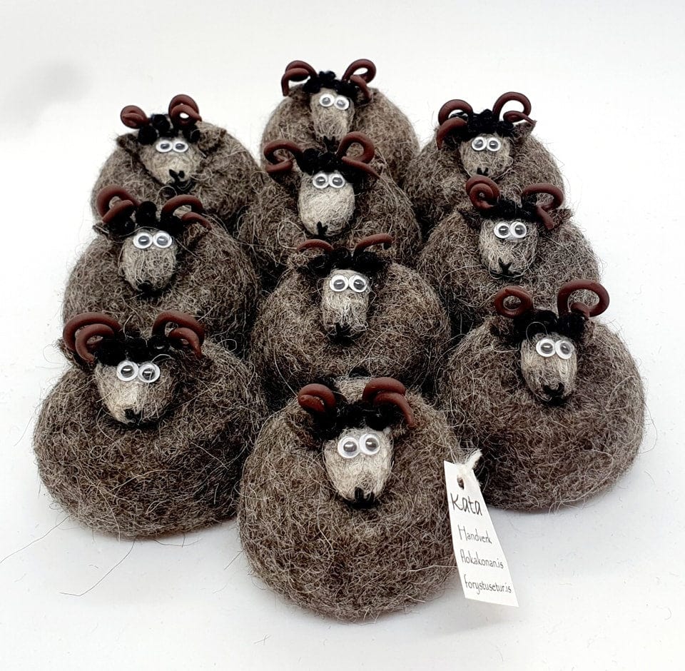 Icelandic Felted Wool Sheep Ornament - Brown - The Icelandic Store