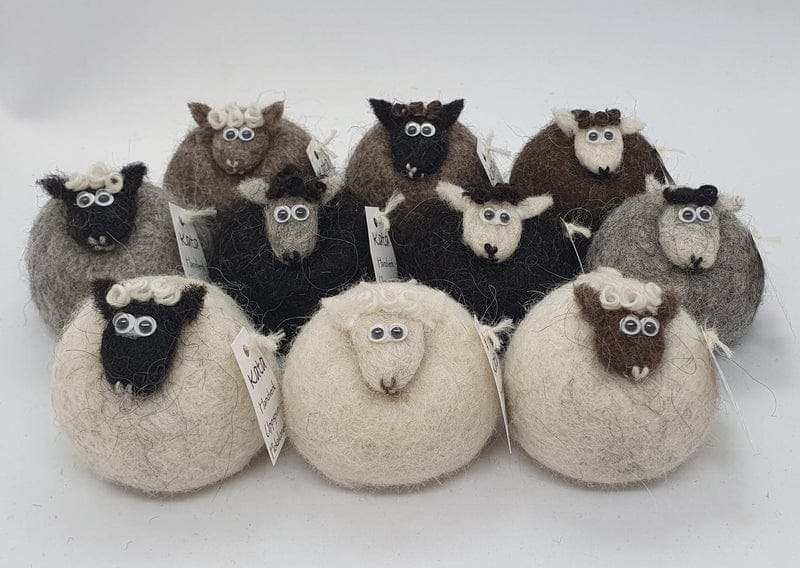 Icelandic Felted Wool Sheep Ornament - Dark Grey