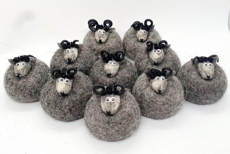 Icelandic Felted Wool Sheep Ornament - Grey - The Icelandic Store