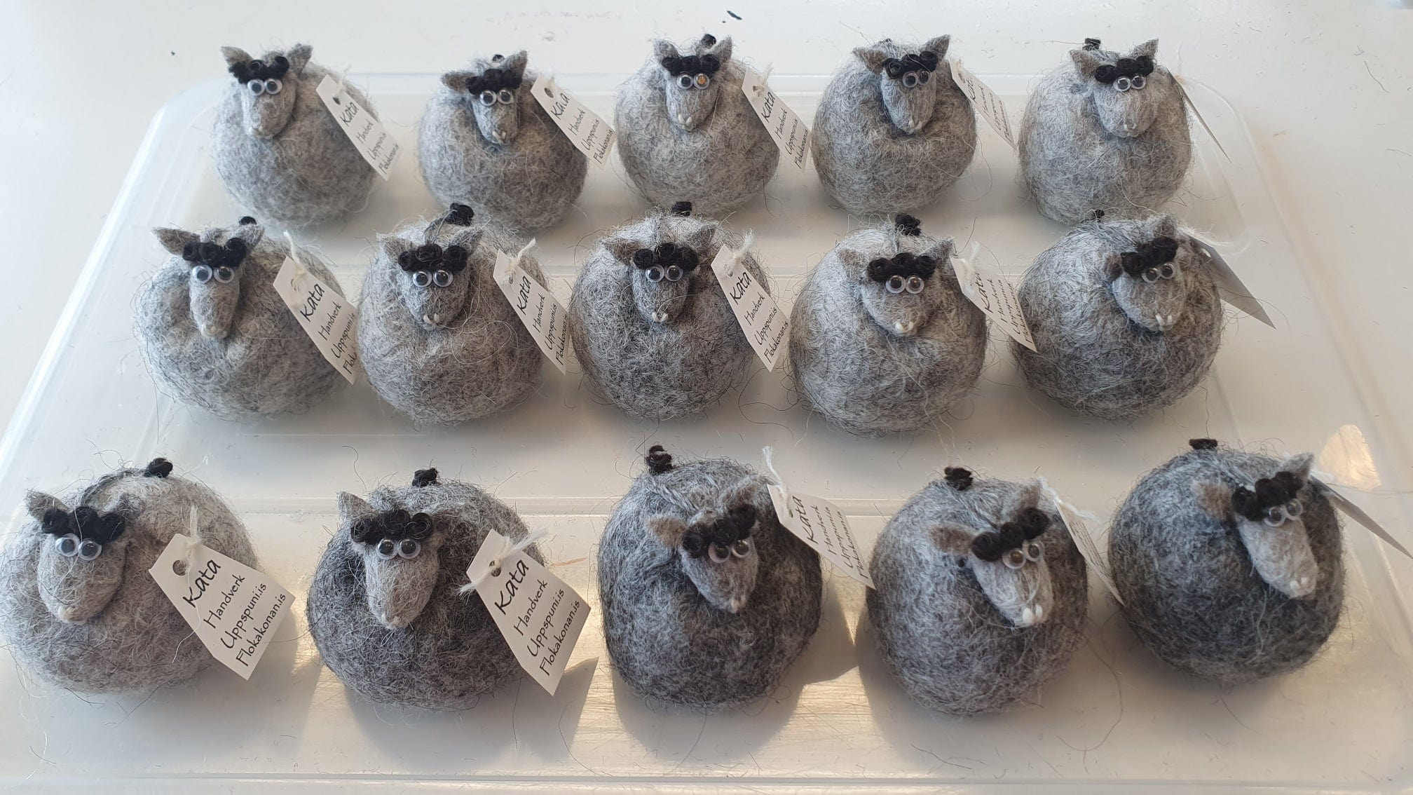 Icelandic Felted Wool Sheep Ornament - Grey - The Icelandic Store