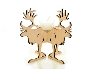 Icelandic Reindeer Shaped Plywood Candle Holder Laser Cut