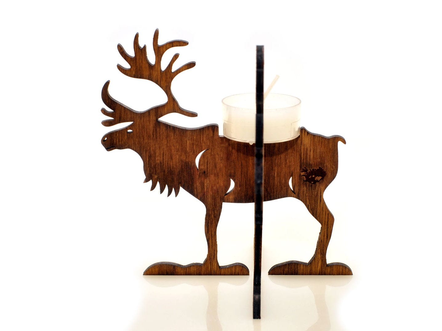 Icelandic Reindeer Shaped Plywood Candle Holder Laser Cut - The Icelandic Store
