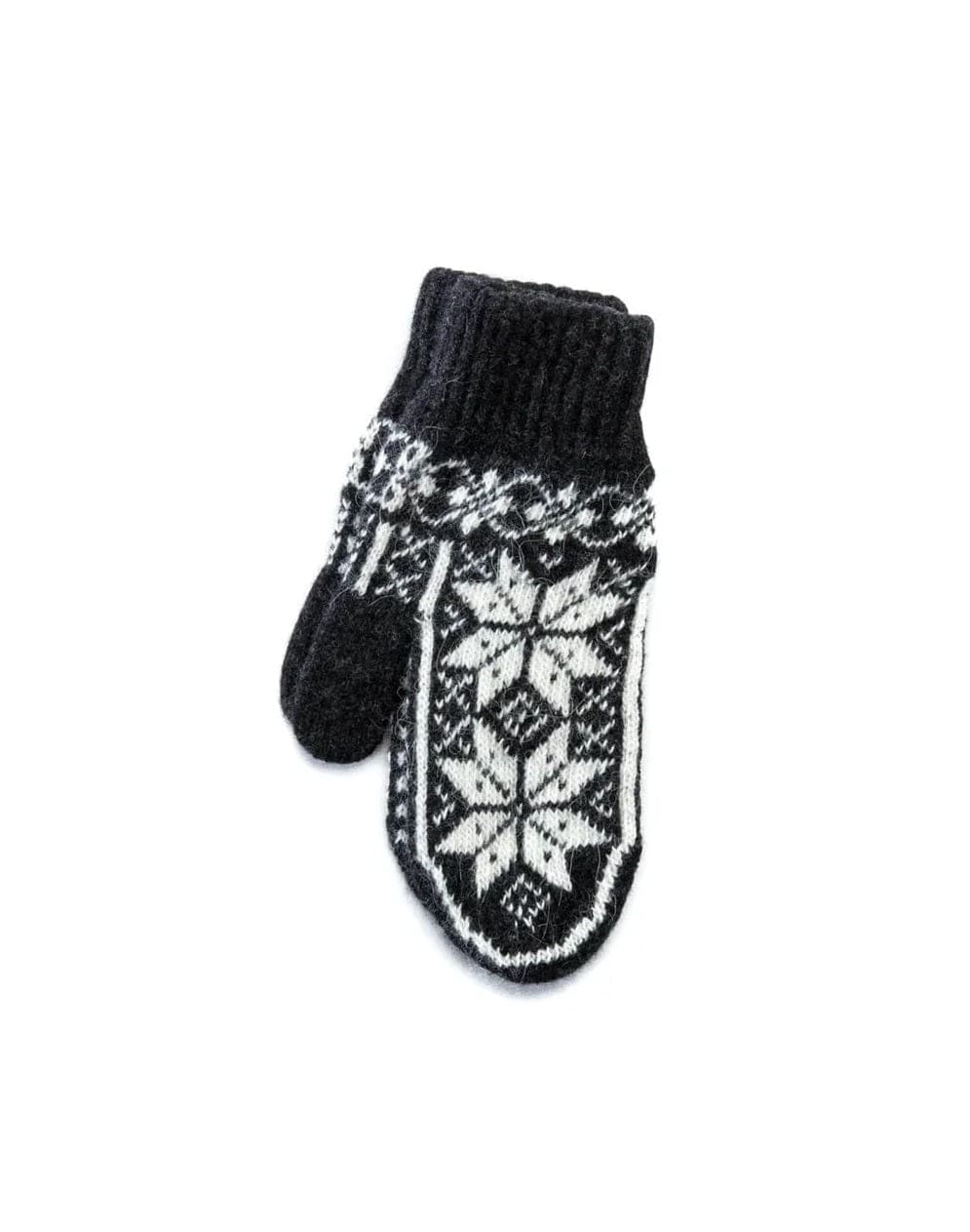 Black Varma Wool Headband - Eight Petalled Rose Flower pattern - The Icelandic Store