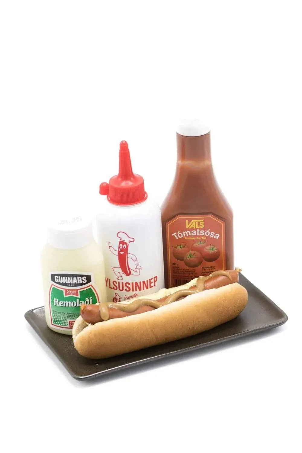 Icelandic hot dog with everything – Vals ketchup, fried onions and SS mustard