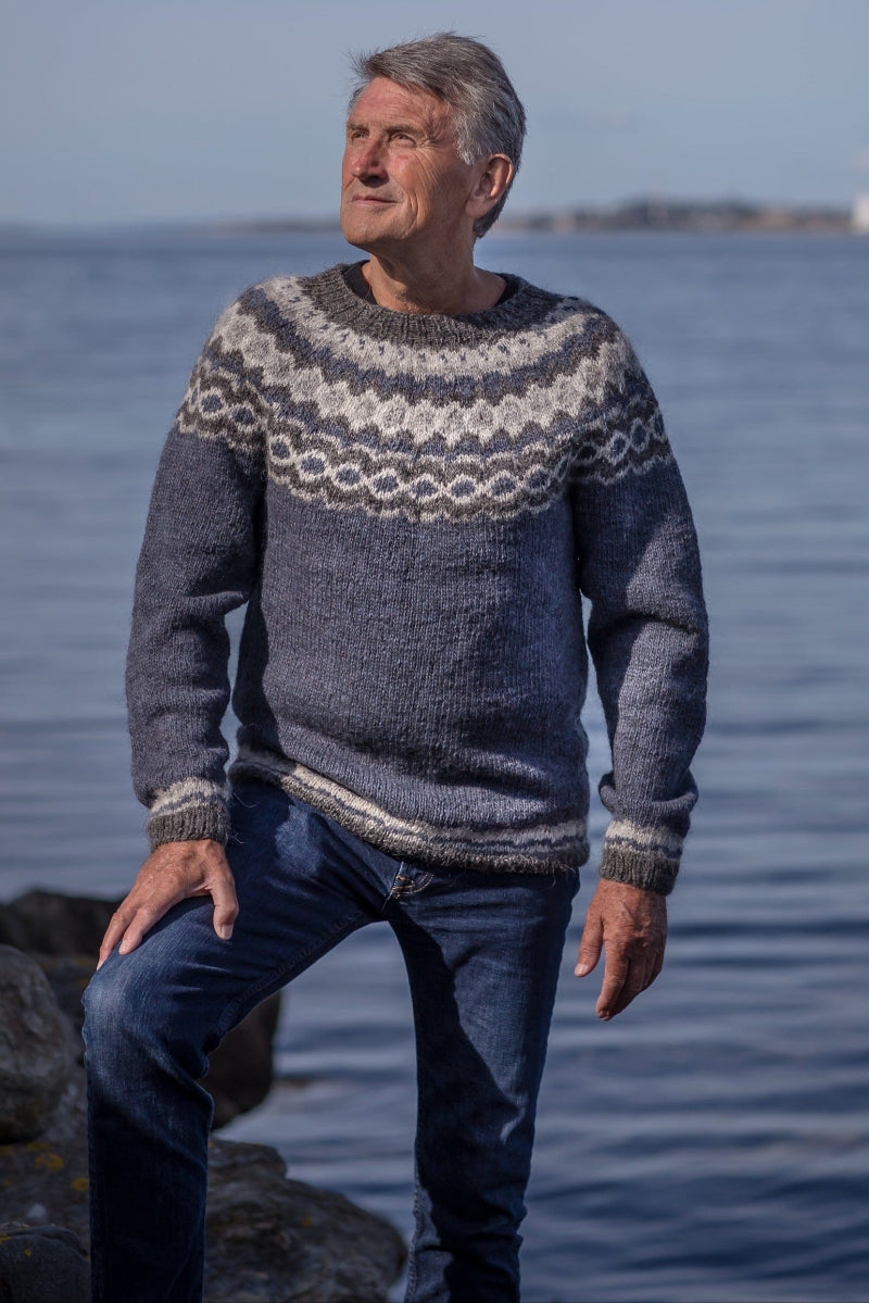 Killian Icelandic sweater Blue - Knitting Kit - The Icelandic Store