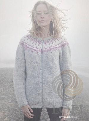 Þoka - Full zipp Grey Lettlopi Wool Cardigan - Knitting Kit
