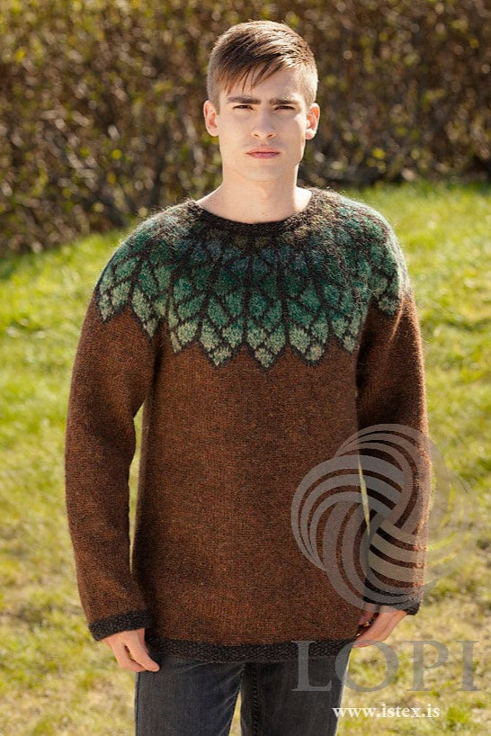 Fjörður - Icelandic Brown wool sweater - Knitting Kit - The Icelandic Store