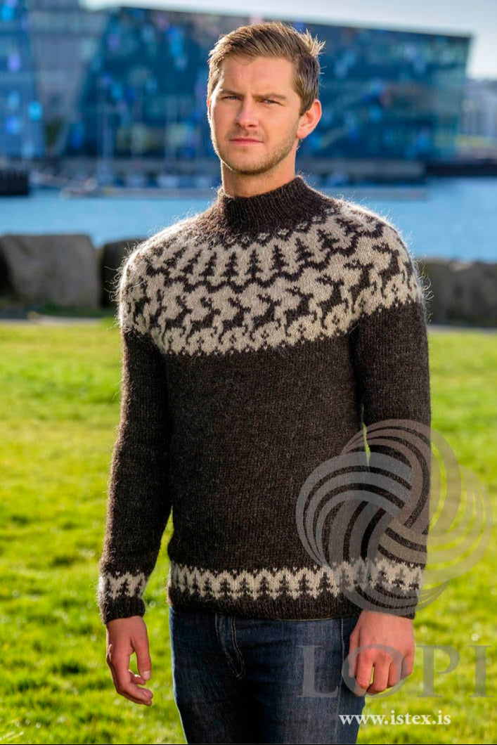 Reindeer Black Christmas Wool sweater - Knitting Kit - The Icelandic Store