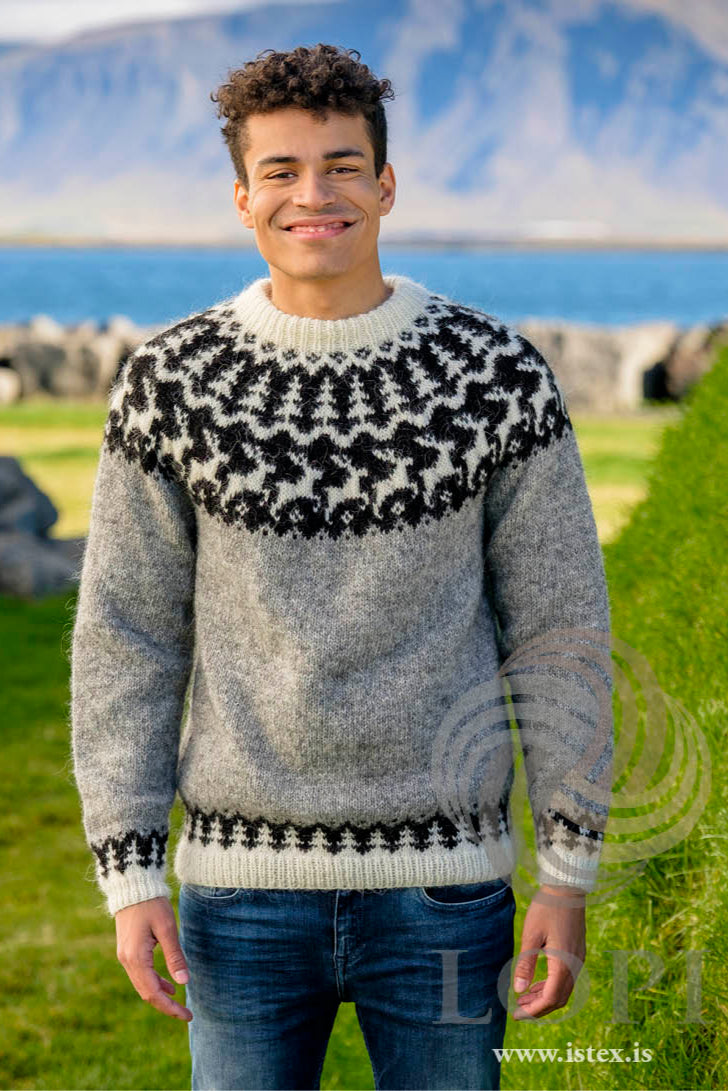 Reindeer Grey Christmas Wool sweater - Knitting Kit - The Icelandic Store