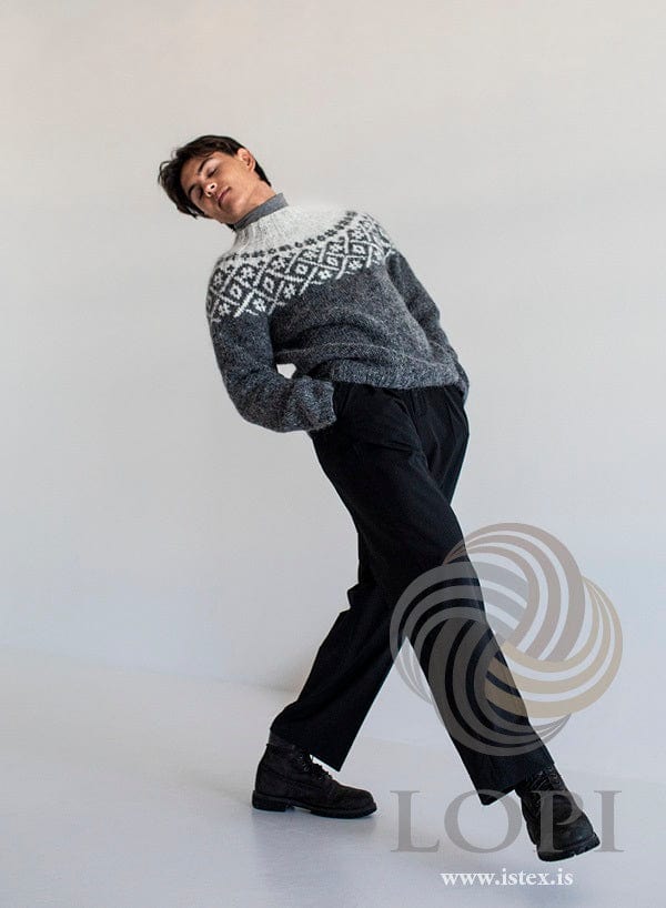 Hashtag Icelandic sweater — dark grey with a light ash pattern