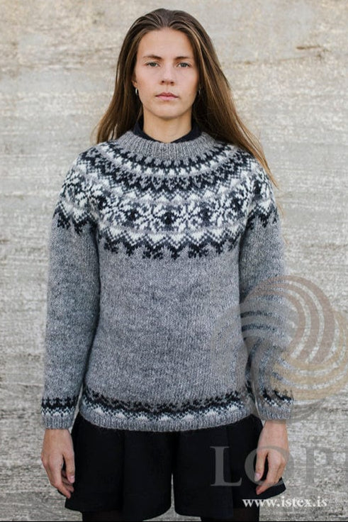 Fræ - Lettlopi Grey Wool sweater - Knitting Kit - The Icelandic Store