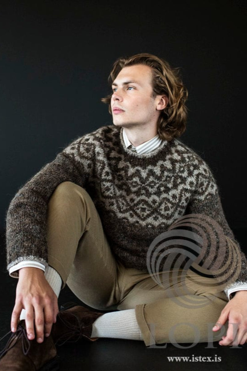 Ugla Brownish Wool Sweater - Knitting Kit - The Icelandic Store