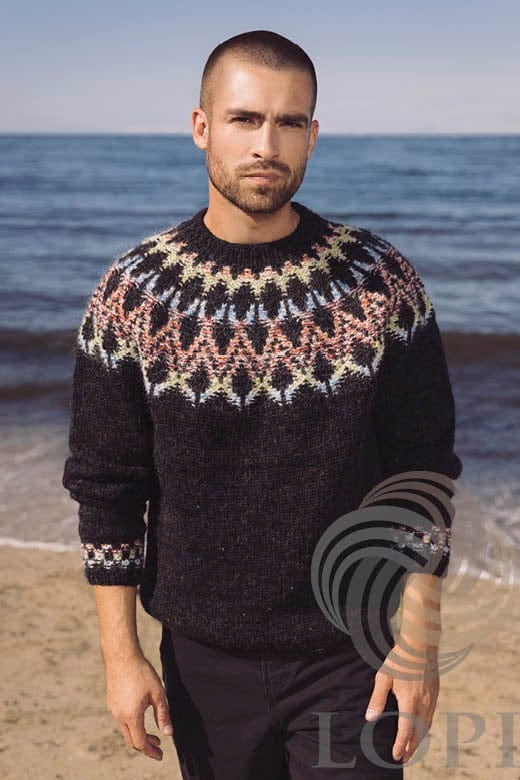 Black Merman Wool Sweater - Knitting Kit - The Icelandic Store