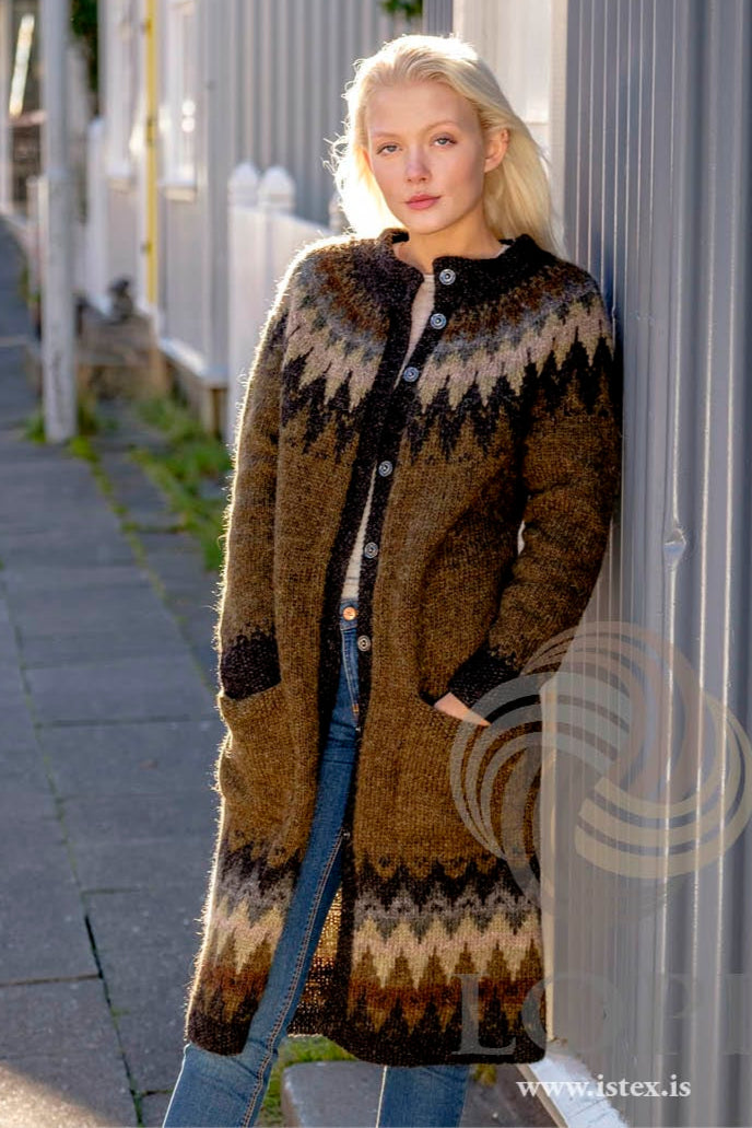 Late Summer Jacket Yellow Green - Knitting Kit - The Icelandic Store