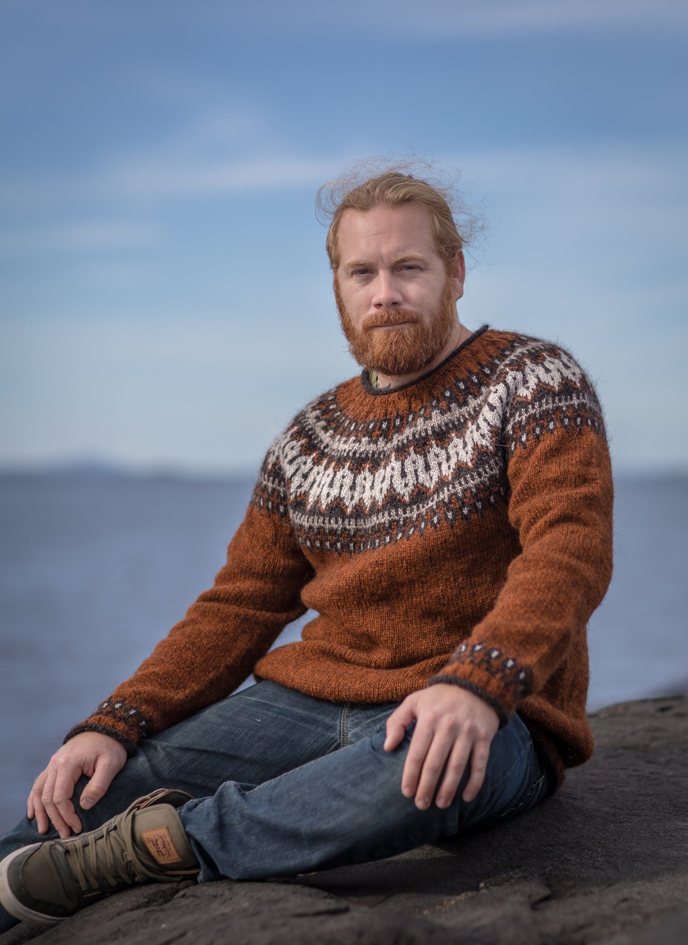 Leopold Icelandic Sweater Rust Heather - Knitting Kit - The Icelandic Store