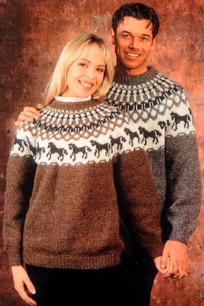 Acorn Heather - Sweater with Horse pattern - Knitting Kit - The Icelandic Store