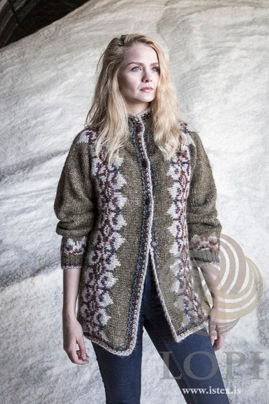 Lilja - Wool Green Cardigan Sweater Knitting Kit - The Icelandic Store