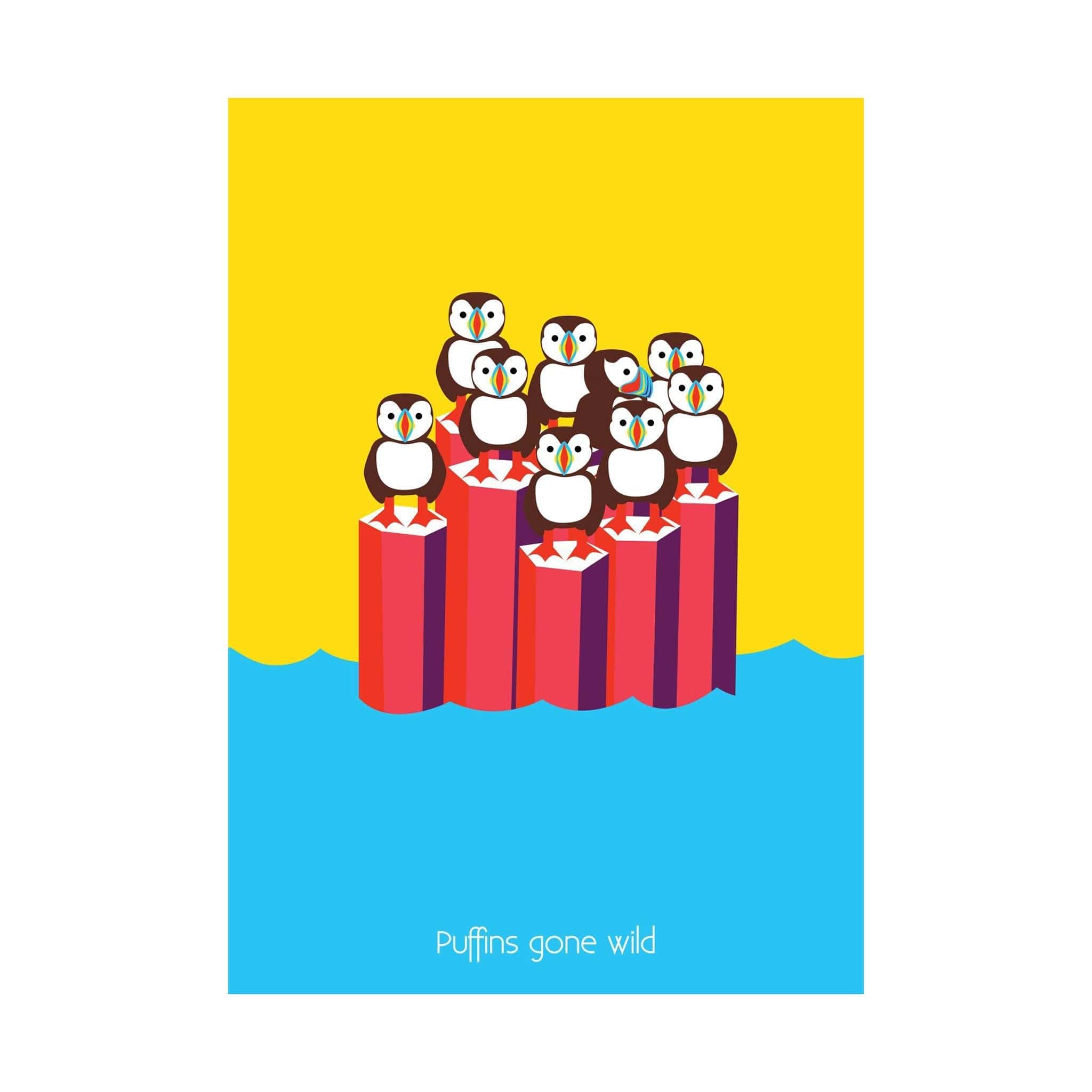 Puffins Gone Wild | Postcard