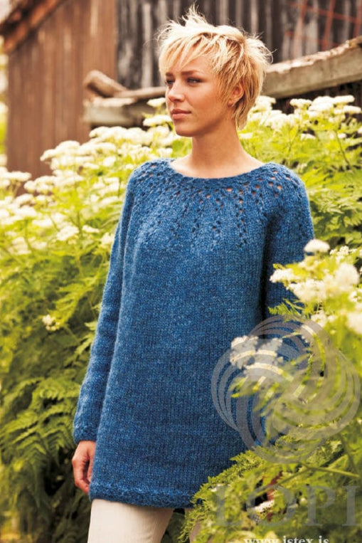 Styrkur Arctic Blue Pullover Sweater - Knitting Kit - The Icelandic Store