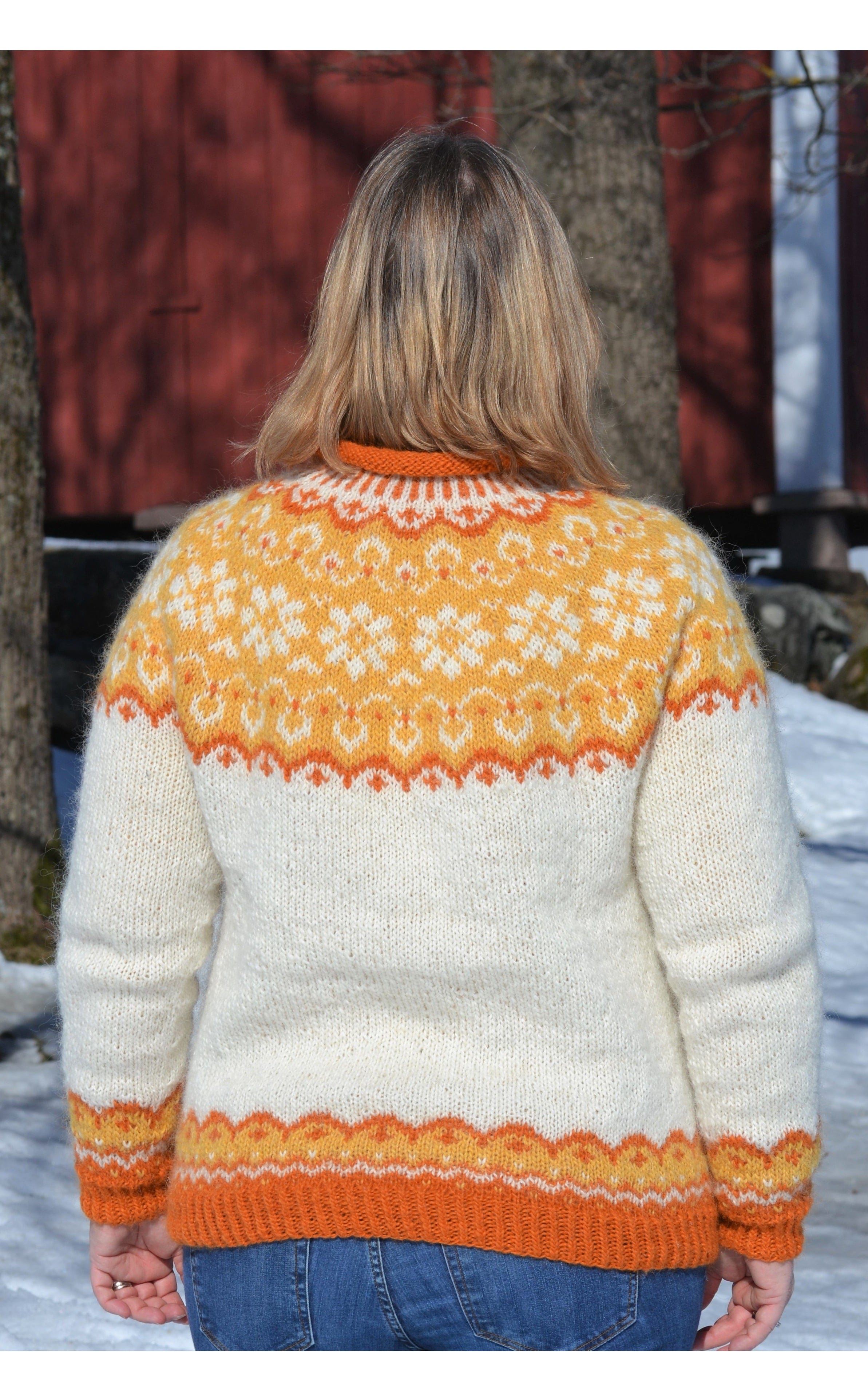 Sundrops - Lettlopi Orange & Yellow wool sweater Knitting Kit - The Icelandic Store
