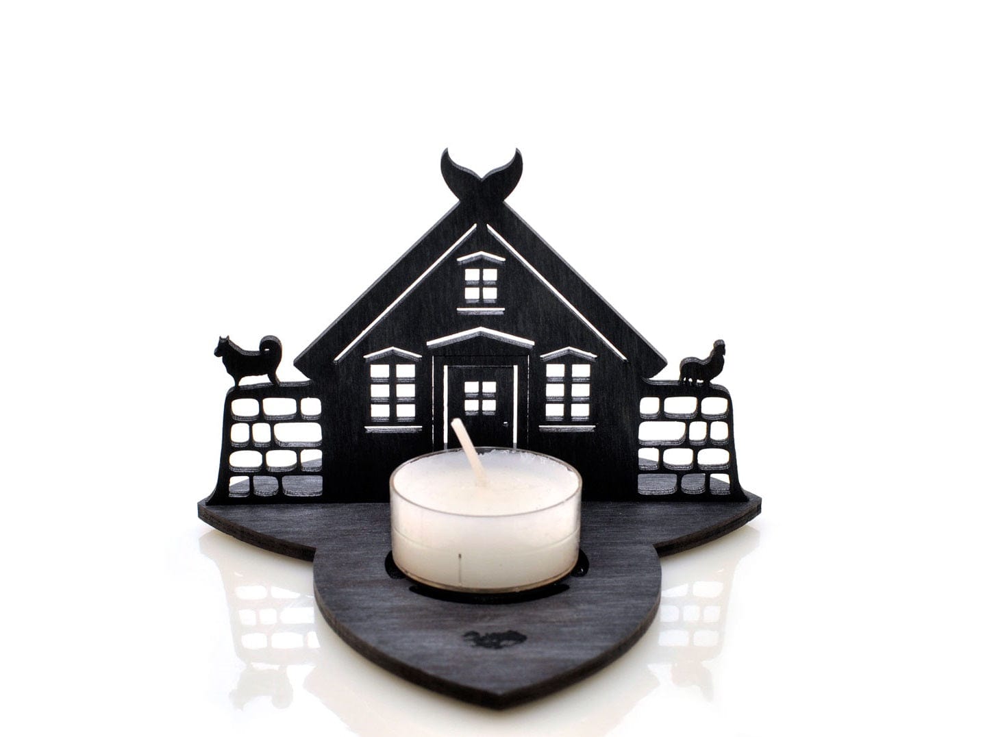 Old Icelandic Farmhouse Shaped Plywood Candle Holder Laser Cut - The Icelandic Store