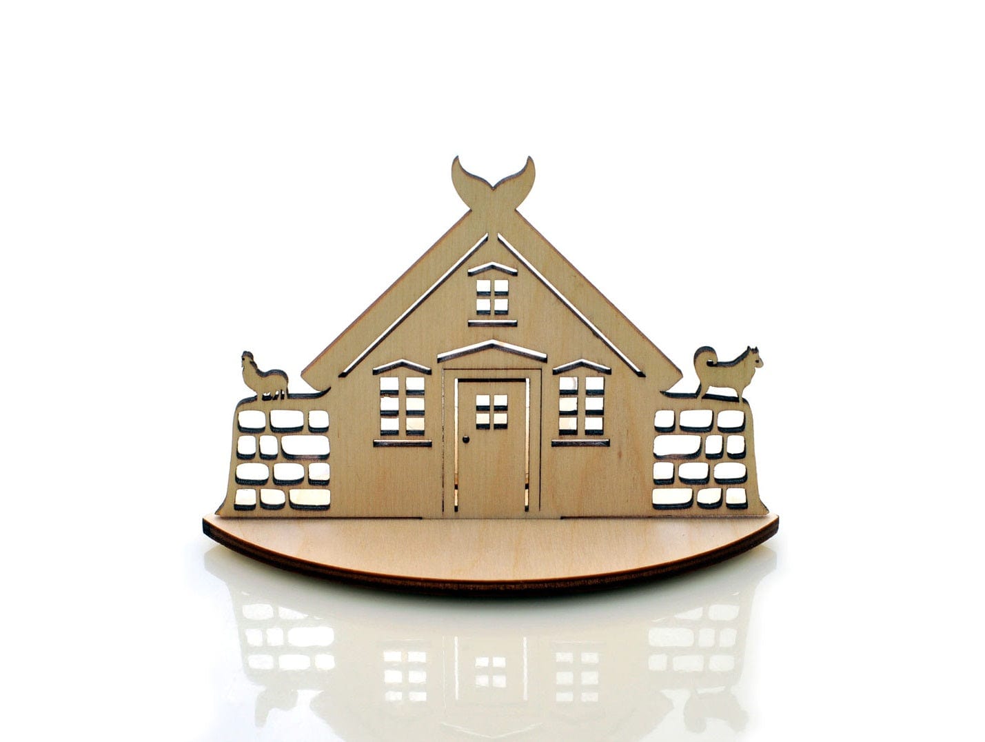 Old Icelandic Farmhouse Shaped Plywood Candle Holder Laser Cut - The Icelandic Store