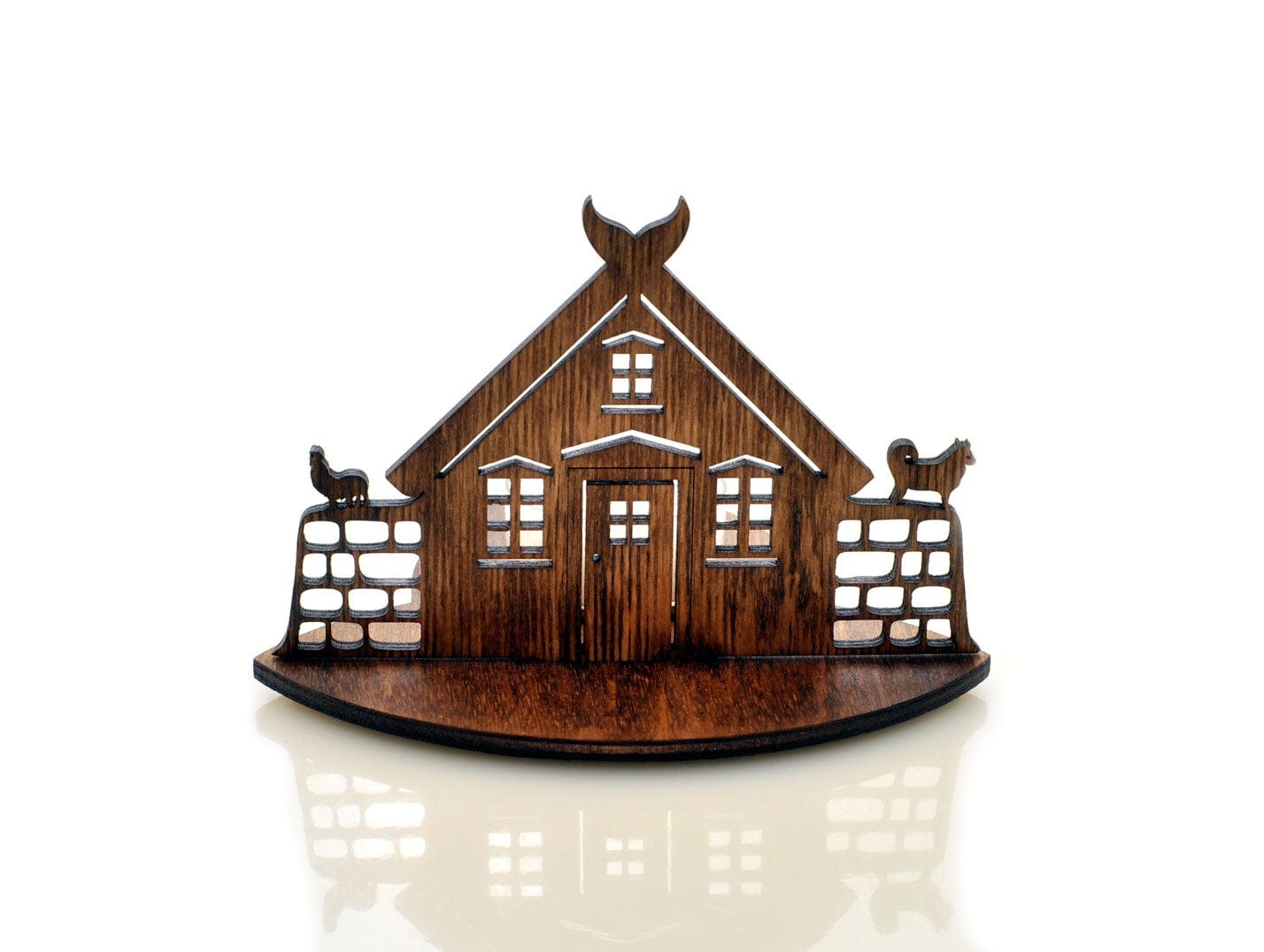 Old Icelandic Farmhouse Shaped Plywood Candle Holder Laser Cut - The Icelandic Store