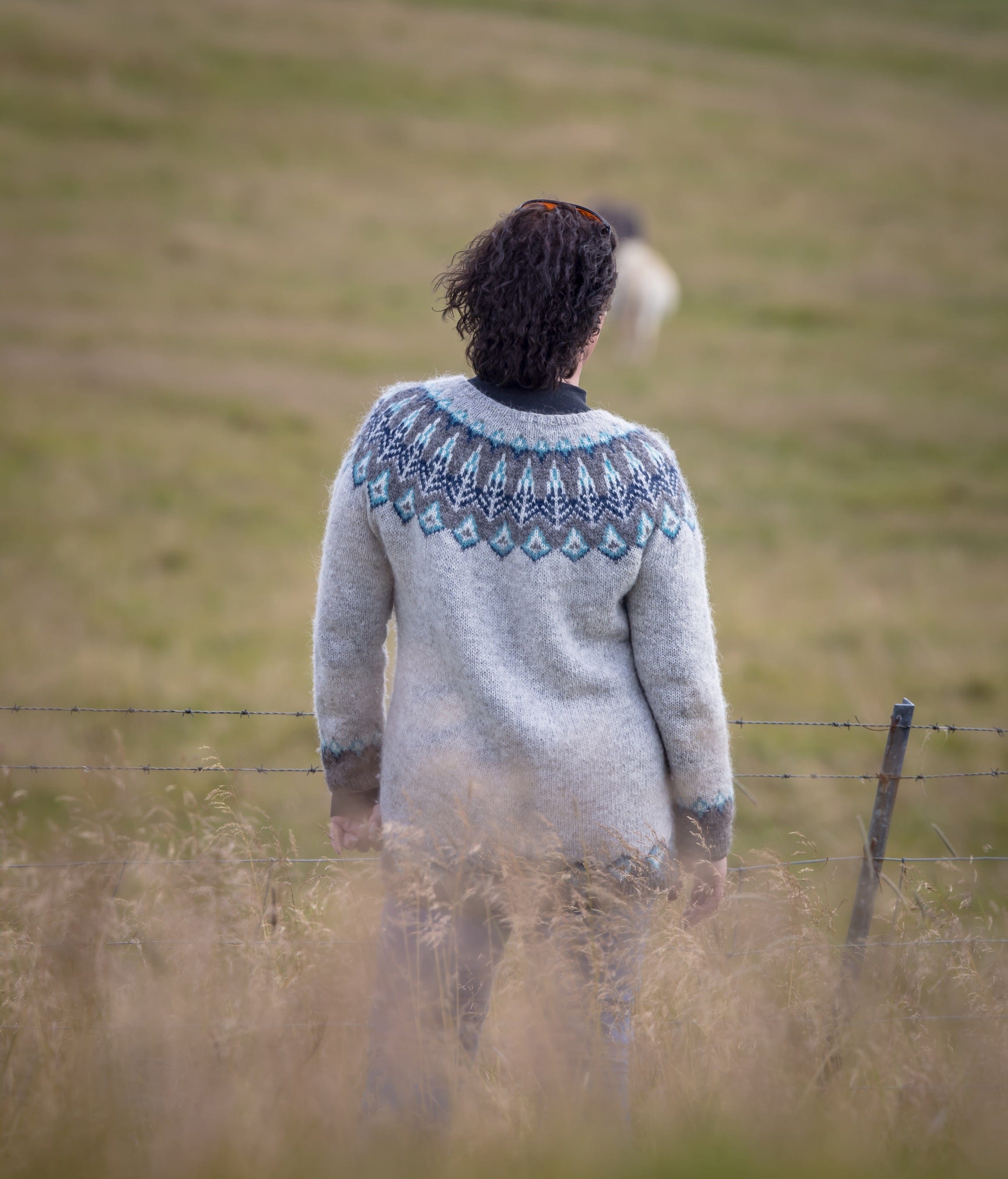 Vigdis Grey Blue Icelandic Sweater - Knitting Kit - The Icelandic Store