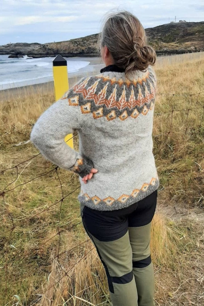 Vigdis Grey Yellow Icelandic Sweater - Knitting Kit - The Icelandic Store