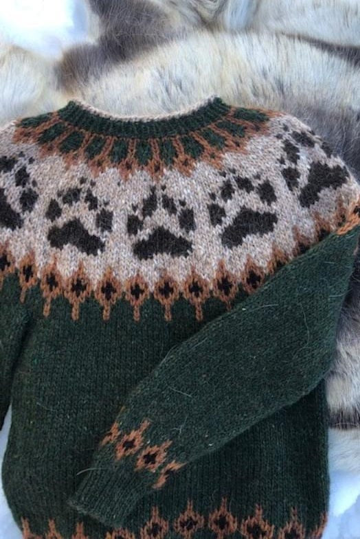 The Wilderness sweater Garden Green - Alafosslopi Knitting Kit - The Icelandic Store