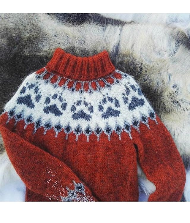 The Wilderness sweater Burnt Orange - Alafosslopi Knitting Kit - The Icelandic Store