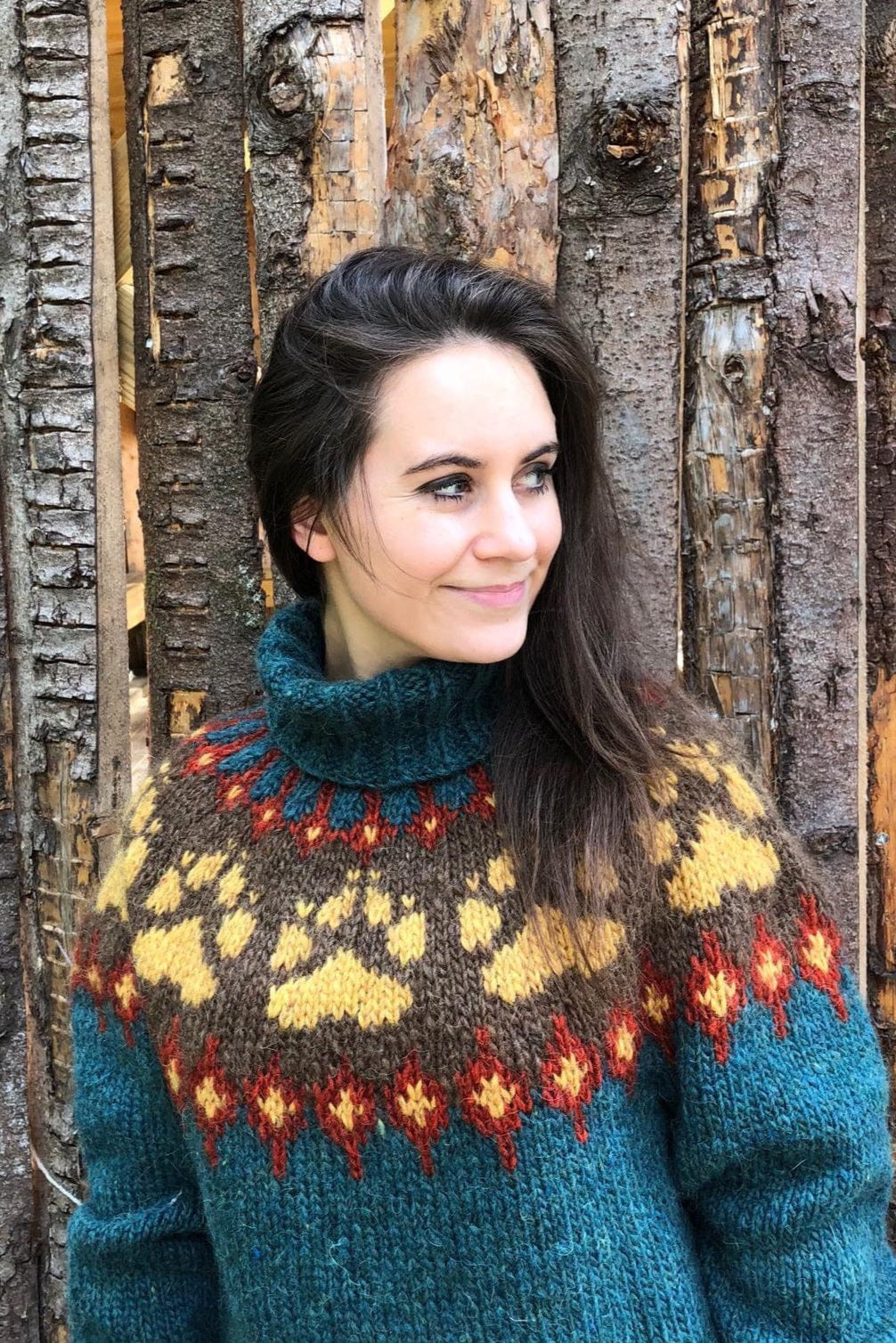 The Wilderness sweater Teal Heather Tonje Blomseth edition - Alafosslopi Knitting Kit - The Icelandic Store