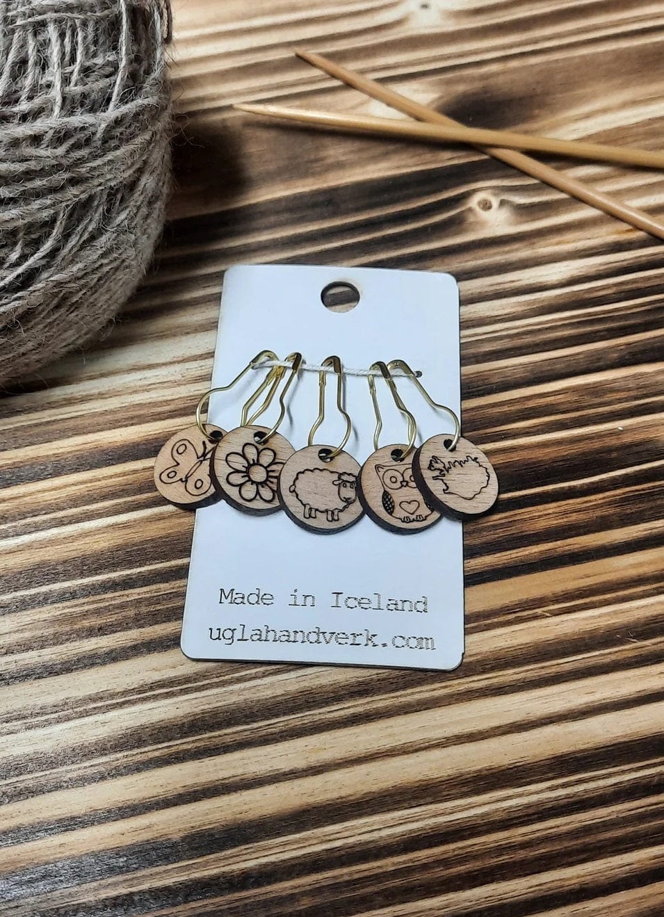 Icelandic Laser Engraved Wood Stitch Markers