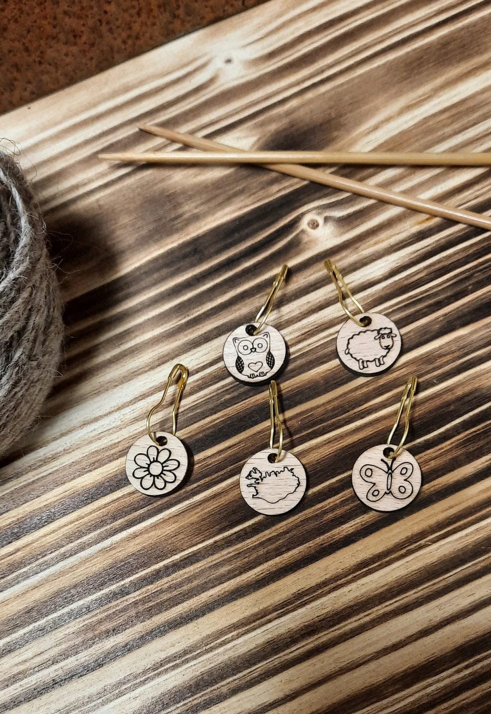 Icelandic Laser Engraved Wood Stitch Markers. Knitting helper