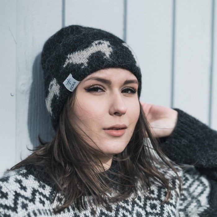 Wool Hat Beanie Black - Icelandic sheepdog - The Icelandic Store