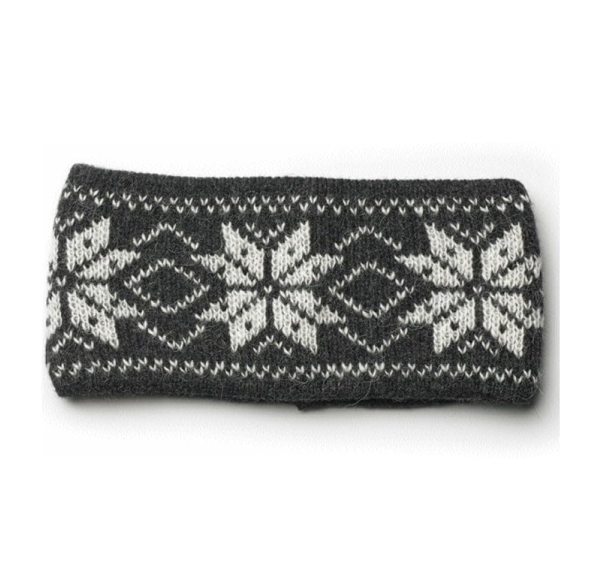 Black Varma Wool Headband - Eight Petalled Rose Flower pattern - The Icelandic Store