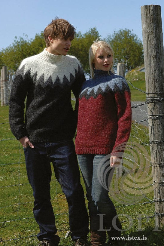 Snæfellsjökull - Black & White Icelandic men´s sweater - Knitting Kit - The Icelandic Store