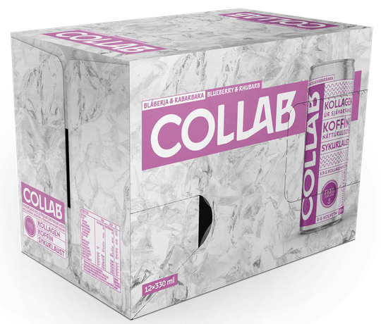 Blueberry & Rhubarb 12 pack — Collagen Energy Drink (330 ml)