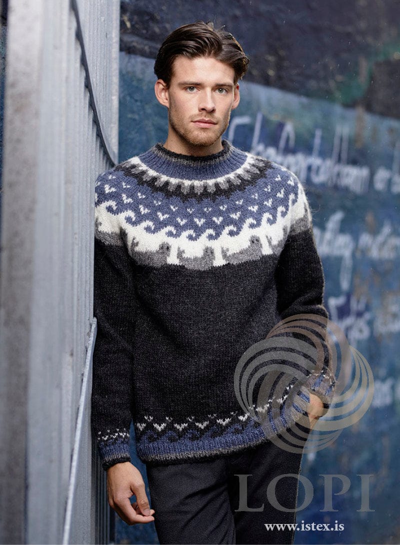 Selir sweater, showing the patterned cuffs and lower border