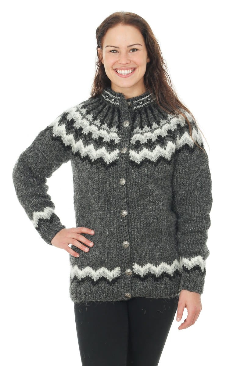 Saga - Icelandic Wool Cardigan - Dark Grey Heather - icelandicstore.is