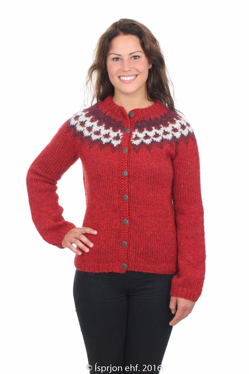 Verðandi - Icelandic Wool Cardigan - Red - icelandicstore.is
