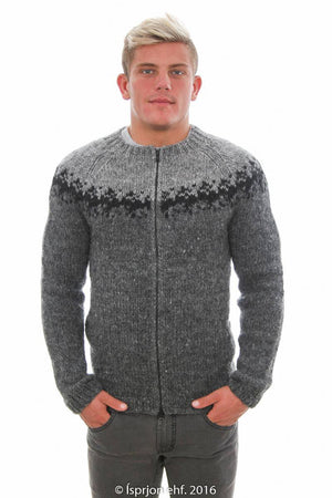 Viðar - Icelandic Sweater Cardigan - Dark Grey