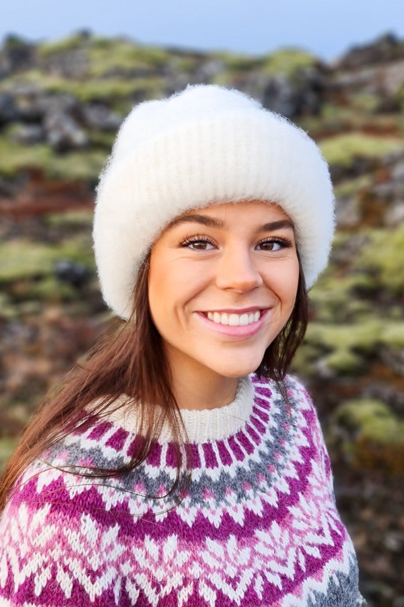 Brushed Wool Hat Beanie - White - icelandicstore.is