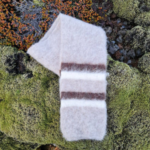 Brushed Icelandic Wool Scarf - Beige / Brown