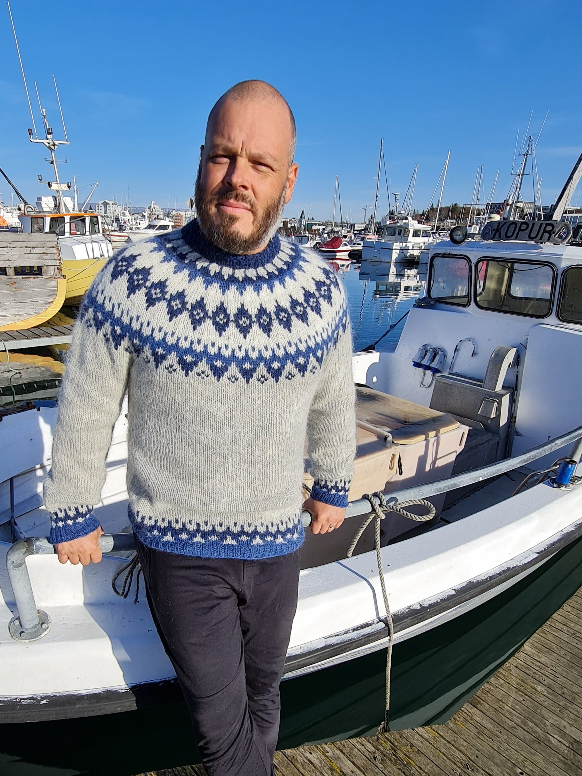 Seifur - Icelandic Sweater - Ash/Blue - The Icelandic Store